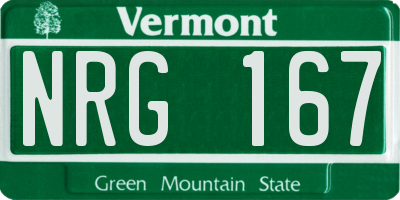 VT license plate NRG167