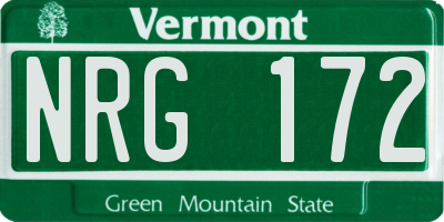 VT license plate NRG172