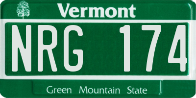VT license plate NRG174