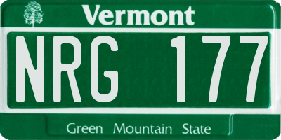 VT license plate NRG177