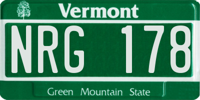 VT license plate NRG178