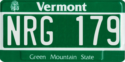 VT license plate NRG179