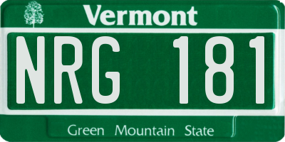 VT license plate NRG181