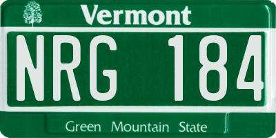 VT license plate NRG184