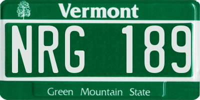 VT license plate NRG189