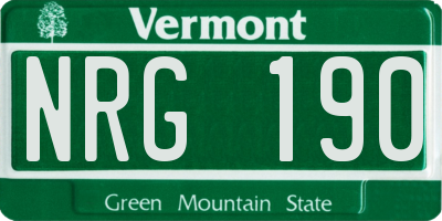 VT license plate NRG190