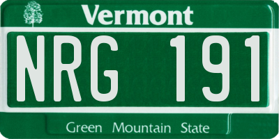 VT license plate NRG191