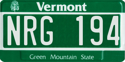 VT license plate NRG194