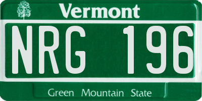 VT license plate NRG196