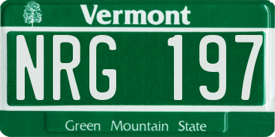 VT license plate NRG197