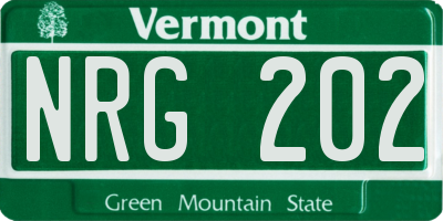 VT license plate NRG202