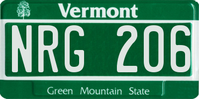 VT license plate NRG206