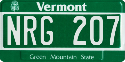 VT license plate NRG207