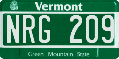 VT license plate NRG209