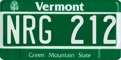 VT license plate NRG212