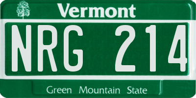 VT license plate NRG214