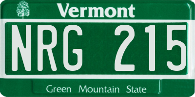 VT license plate NRG215