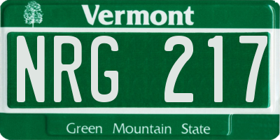 VT license plate NRG217