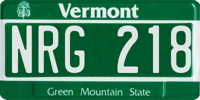 VT license plate NRG218