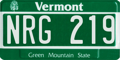 VT license plate NRG219