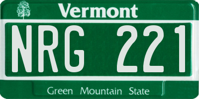 VT license plate NRG221