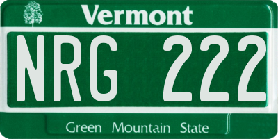VT license plate NRG222