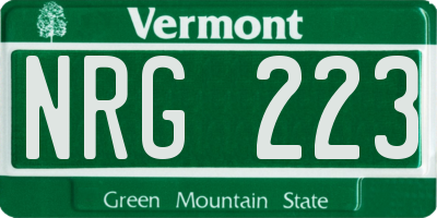 VT license plate NRG223