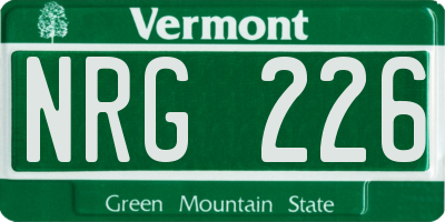 VT license plate NRG226