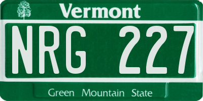 VT license plate NRG227