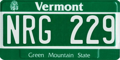 VT license plate NRG229