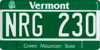 VT license plate NRG230
