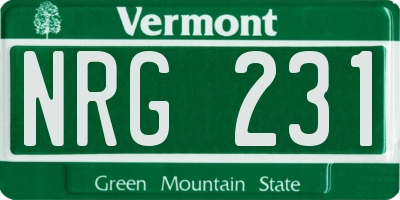 VT license plate NRG231