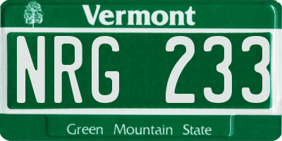 VT license plate NRG233