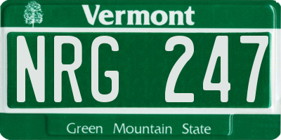 VT license plate NRG247