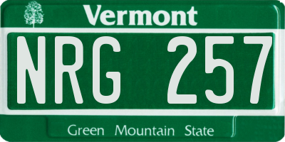 VT license plate NRG257