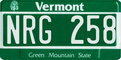 VT license plate NRG258