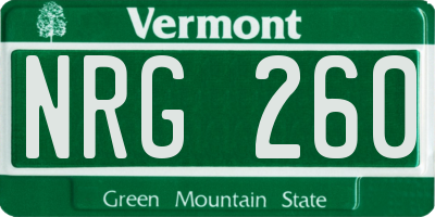 VT license plate NRG260