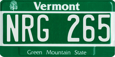VT license plate NRG265