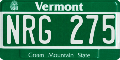 VT license plate NRG275