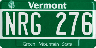VT license plate NRG276