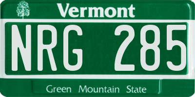 VT license plate NRG285