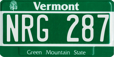 VT license plate NRG287