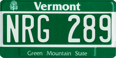 VT license plate NRG289