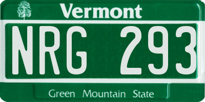 VT license plate NRG293