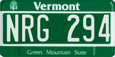 VT license plate NRG294