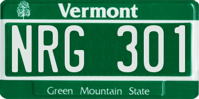 VT license plate NRG301