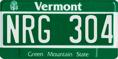VT license plate NRG304
