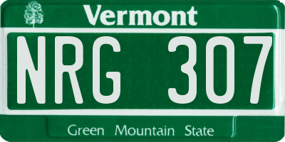 VT license plate NRG307