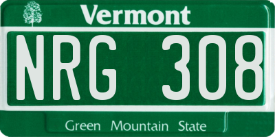 VT license plate NRG308