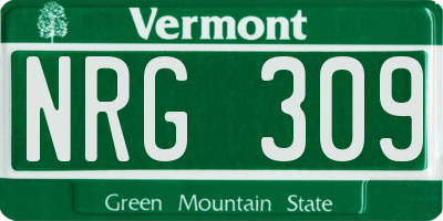 VT license plate NRG309
